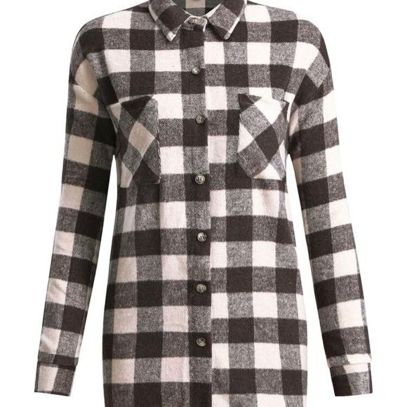 NWOT Plaid print overcoat - Picture 3 of 7